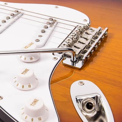 Vintage V6 ReIssued Electric Guitar ~ Left Hand Sunset Sunburst image 5