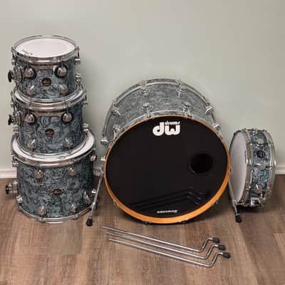 DW Collector's Series Drum Set - 10/12/15/22/14 Blue Abalone Finishply 1999 image 5