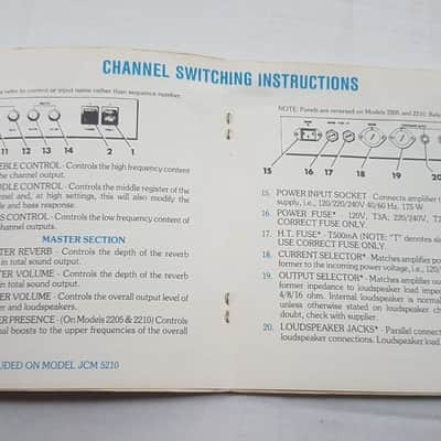 80's MARSHALL JCM 800 AMP / 4010 OWNERS MANUAL image 7