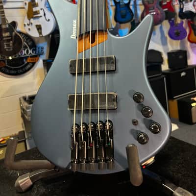 Ibanez Standard EHB1005F Fretless 5-string Bass Guitar - Arctic Ocean Matte 765 GET PLEK'D image 1