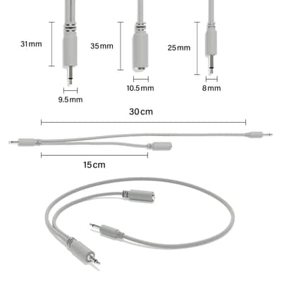 ExcelValley [13-Pack | 150 cm - 59.06"] Hopscotch Mono Splitter Y Patch Cables TS 3.5mm 1/8" Eurorack Synth image 2