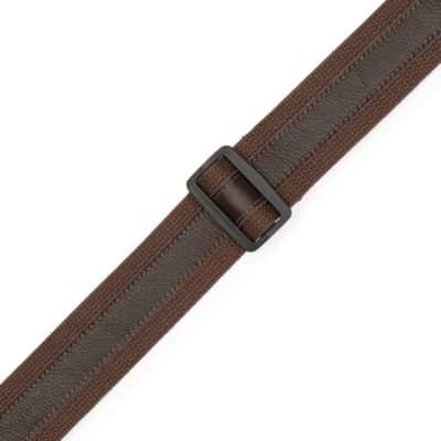 Levy's MC2CG-BRN-DBR 2" Cotton With Butter Leather Strip Guitar Strap - Brown/Dark Brown image 2