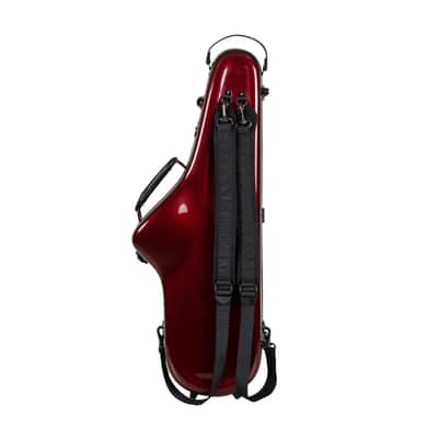 Crossrock Fiberglass Case for Tenor Saxophone with Removable Shoulder Straps-Red image 2