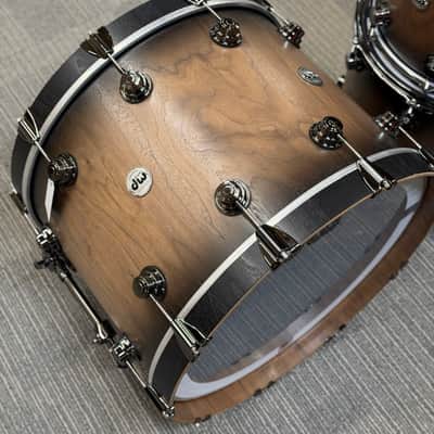 DW COLLECTOR'S PURE WALNUT 22-10-12-14-16 NATURAL TO QUICK EBONY BURST BLACK NICKEL HARDWARE image 12