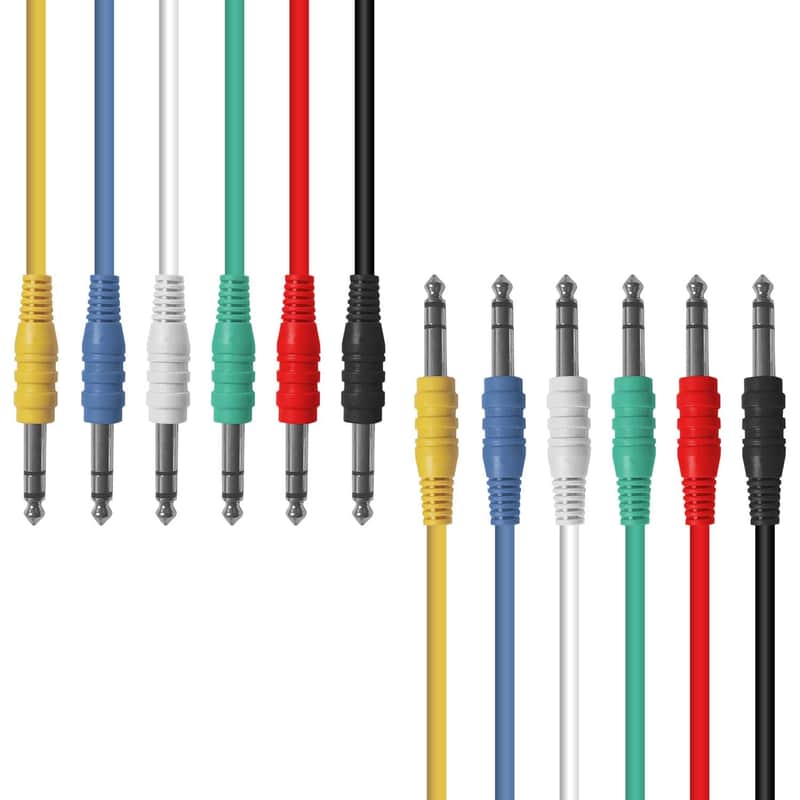 1/4 (6.35mm) TRS to 1/4 (6.35mm) TRS Multi-Color Balanced Stereo Patch Cables 6-Pack Outboard Gear & Patchbay Studio Cables (5ft) image 1