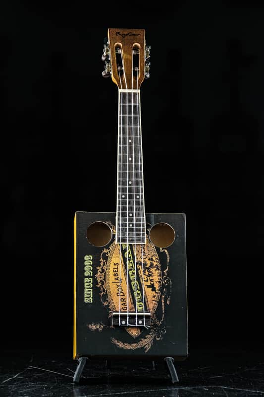 2010s BugsGear Cigarbox Labels Concert ukulele black image 1