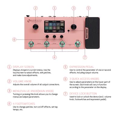 Hotone Ampero Guitar Bass Amp Modeling IR Cabinets Simulation Multi Language Multi-Effects(PINK)(U.S. domestic inventory) image 4