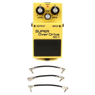 Boss SD-1 Super Overdrive Pedal with 3 Patch Cables image 1