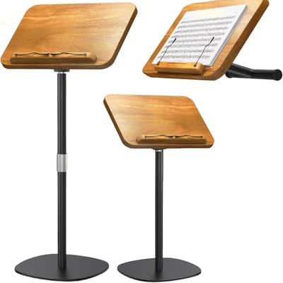 2-in-1 Dual-Use Music Stand & Tabletop Stand, Heavy Duty Solid Wooden Music Stand for Sheet Music, Adjustable Height & Angle, With Page Paper Clip, Ideal for Violin Guitar Piano Players image 1