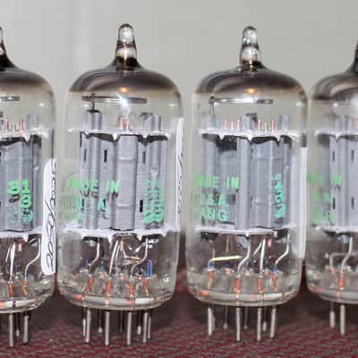 SYLVANIA 12AX7 ECC83 PERFECT MATCH QUARTET LONG PLATE HALO GETTER TEST NOS+++ MINTY VINTAGE 1961 image 2