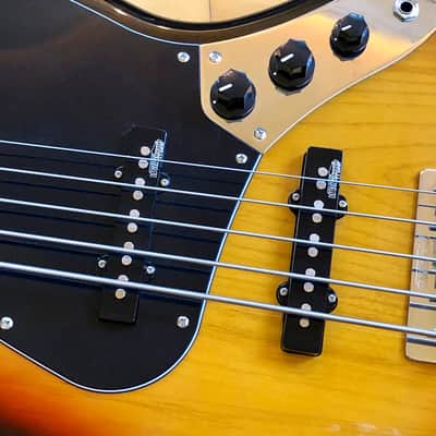 NEW Vintage VJ75 ReIssued Maple Fingerboard Bass Guitar ~ 5-String ~ Sunburst image 5
