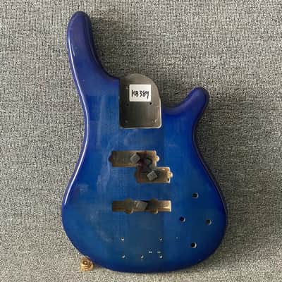 Clear Blue Basswood 4 String Bass Body image 3