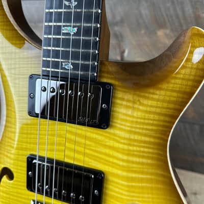 PRS Wood Library Custom 24 Semi-Hollow Flame Maple 10 Top Korina Back - Livingston Lemondrop 391118 image 8