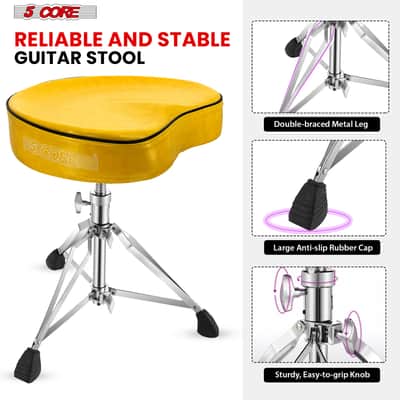 5 Core Drum Throne 4" Padded Saddle Seat Heavy Duty Adjustable Drumming Chair image 10