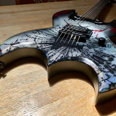 Handpainted Joker Batman Bat shape Brownsville Guitar image 10
