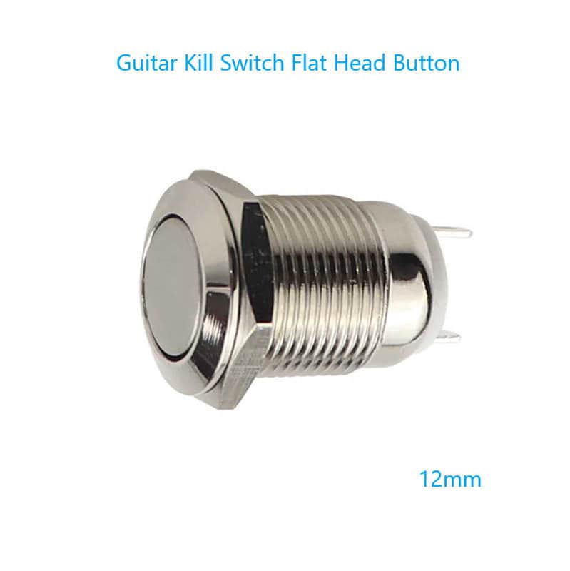 Guitar Kill Switch/Cutoff 12mm Chrome Momentary Flat Head Push Button. Complete Full Parts Kit image 1