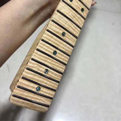 22 fret AAA flame Maple Electric Guitar neck natural gloss 25.5 in DIY parts image 3