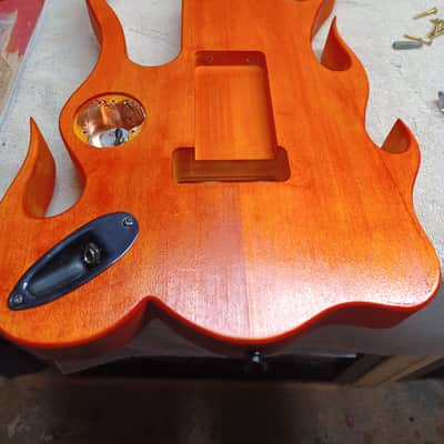 KNE Steve Vai Flame Body 2022 Yellow/ Orange Dye. FINAL PRICE DROP, Doesnt sell, I ll build another guitar. image 1