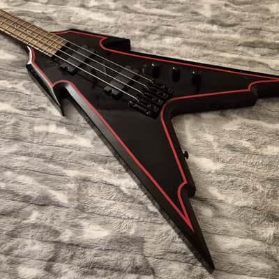 Halo Hellion Custom Bass - 4-String - Flying V - Black and Red Trim - Hellfire Bass image 3