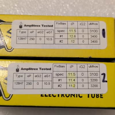 12BH7A Sylvania Matched Pair NOS Testing Gray Rib Plates Top Halo Getter Amplitrex Tested image 4