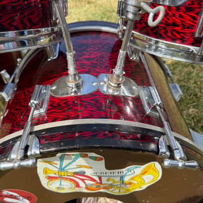 1960s Rogers Holiday Cleveland 12-12-16-20 Red Onyx Drum Set image 8