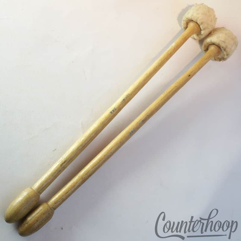 Ludwig #344 Mallets Marching Bass Drum Wood Handles Felt Heads Vintage 60s USA image 1