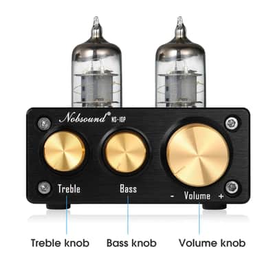 Mini Vacuum Tube Preamp HiFi Stereo Audio Pre-Amplifier with Treble & Bass Control – Black & Gold, 6J1 Tubes image 3