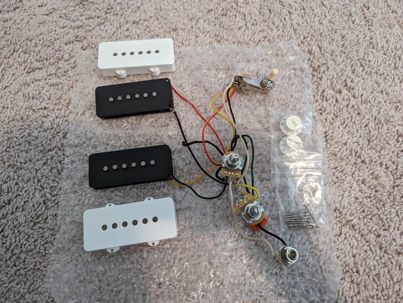 Brandonwound Noiseless Jazzmaster Pickups - Complete Electronics (JM pickups, 3-way switch, pots, jack, wiring) image 1