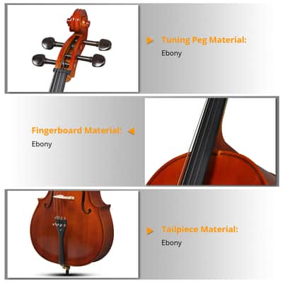 🎅🎄 For Pros and Beginners! Natural Finish Cello +Case/Bag +Bow +Wax image 8