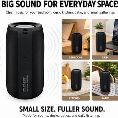 12W Portable Bluetooth Speaker, IPX5 Water-Resistant Wireless Speaker for Outdoor, Beach, Camping & Home Use image 2
