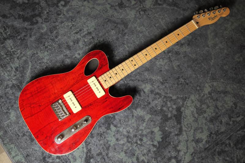 Fender Hollow Body Telecaster Partscaster P90 Special Natural Red Spalted Maple Flame top image 1
