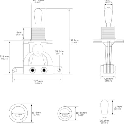 Metric 3-way Toggle Switch Pickup Selector Switch for Guitar Black with Black Tip image 2