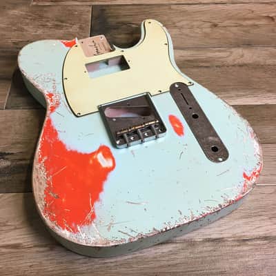 Made to Order - FRANCHIN Mars guitar body Relic Aged 100% Nitro Lacquer COLOR OVER COLOR (Butterscotch/ Sunburst/ Black/ White/ Blue/ Green/ Yellow/ Red/ Pink/ Burgundy/ Purple/ Gold/ Silver, etc.) Basswood Poplar Telecaster-Tele-T-Style Made in Italy image 20