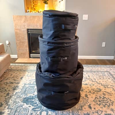 Vintage 1960's Ludwig Classic Outfit in Black Diamond Pearl with Bags - 14x20, 9x13, 16x16 image 23