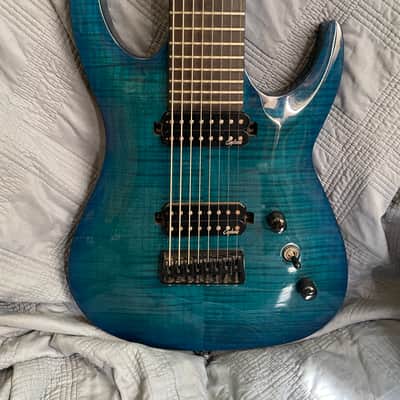Agile Septor Pro 827 - trans blue neck through ebony fret image 1