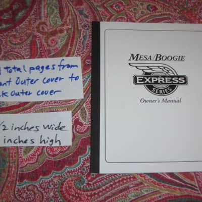 very near A+ (rarely handled) genuine Mesa Boogie Owner's Manual for Express Series 5:25 & 5:50  (NO amp included) from late 2000s/early 2010s, White Paper w/  Black Print/Graphics, 34 TOTAL pages Front Outer Cover to Back Outer Cover, 8 & 1/2" W x 11" H image 1