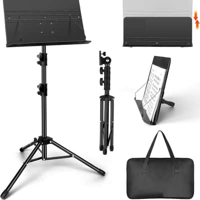 Music Stand, Folding Music Stand Portable Music Stand For Sheet Music 2 Foldable Music Stand Sheet Music Stand With Carrying Bag Matte Frosted Metal Material Sturdy Height Adjustable image 1