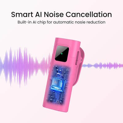 Wireless Lavalier Microphone for iPhone & Android, Magnetic Mic with AI Noise Cancellation, 65ft Range, Dual Lightning/USB-C Receiver for Vlogging, Recording, Podcast (Pink) image 3
