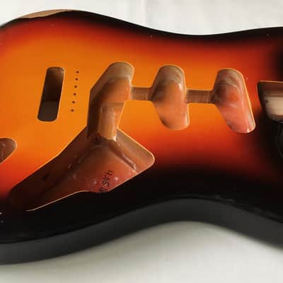 MJT VTS (Fender Stratocaster/Strat style) 3-Tone Sunburst Relic Guitar Body Nitro Finish image 6