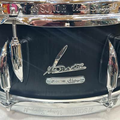 Sonor Vintage Series 5 3/4"X14" Snare Drum (314T-12184) new - Black Matte Lacquer image 3