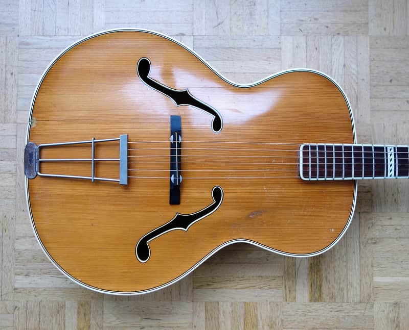 Fasan solid top archtop guitar ~1959 - natural - rare German vintage image 1