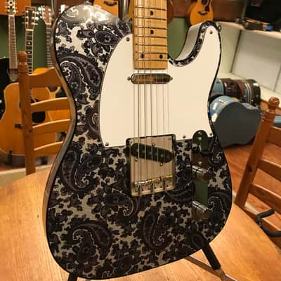 Crook Baritone Telecaster Black Paisley Silver Sparkle Matching Headstock image 2