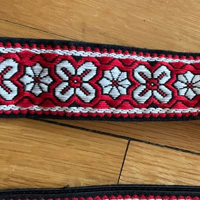 NEAR-MINT vintage 1960's ACE Bob Dylan hendrix clapton guitar strap rare red floral kurt cobain hootenanny image 9