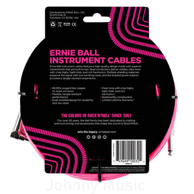 10' Braided Straight / Angle Instrument Cable - Neon Pink - Dual Shielded 99.95 O2-free Copper Roadworthy Design, Limited Lifetime Warranty image 2