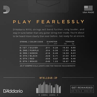 D'Addario NYXL1046 Nickel Wound Electric Guitar Strings, Regular Light, 10-46 image 2