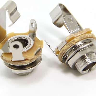 2-Pack 1/4 Inch Female Guitar Input Jack-6.35mm TS Mono Panel Mount Socket with Washer and Nut Solder Type image 1