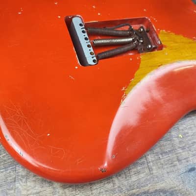 MyDream Partcaster Custom Built - Fiesta Red over Sunburst SRV image 11