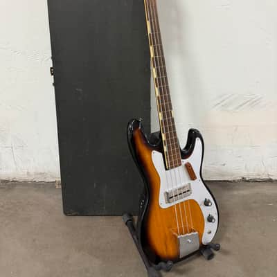 Vintage RARE MIJ Teisco Kingston Model 670 Bass w EZ-Pak Hard Case 1964 Japan - Sunburst image 2