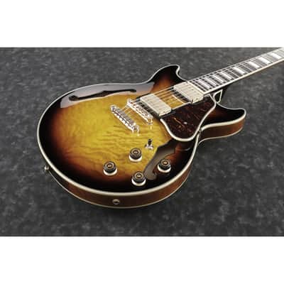 Ibanez AM93QMAYS AM Artcore Expressionist Guitar - Antique Yellow Sunburst image 4