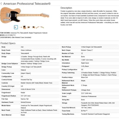 Fender American Professional Telecaster 2016 - Natural image 16